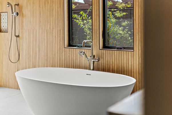 Bathroom, Free Standing Baths, Interior, Wooden Walls
