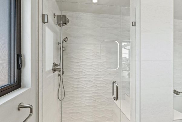 Bathroom, Glass Shower, Interior, Marble Walls