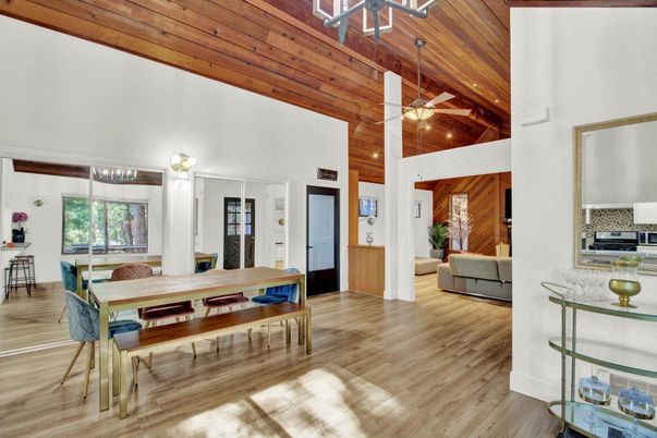 Dining room, Interior, Wooden Ceilings, Wood Texture Flooring, Wooden Walls