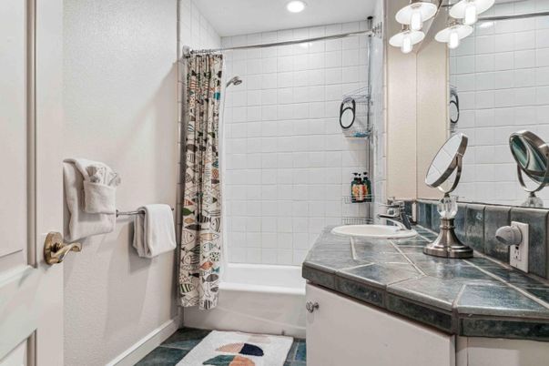 Bathroom, Interior, Recessed Lighting, Tile Countertops