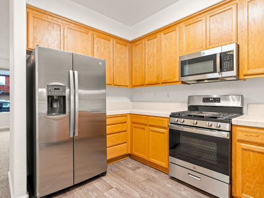 Interior, Kitchen, Stainless Steel Appliances, Wood Texture Flooring