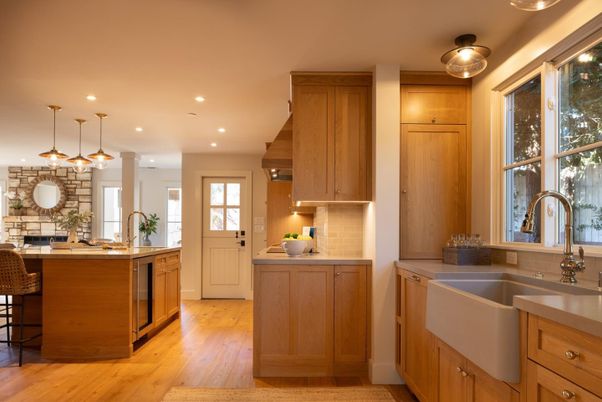 Interior, Kitchen, Pendant Lights, Recessed Lighting, Wood Texture Flooring