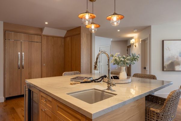 Interior, Kitchen, Pendant Lights, Recessed Lighting, Wood Texture Flooring