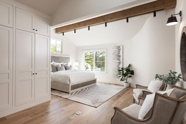 Bedroom, Interior, Wooden Beams, Wood Texture Flooring