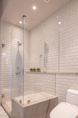 Bathroom, Glass Shower, Interior, Recessed Lighting
