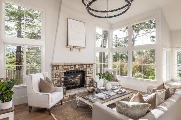 Fireplace, Interior, Living room, Sun Room, Wood Texture Flooring