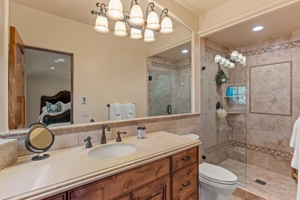 Bathroom, Glass Shower, Interior, Recessed Lighting