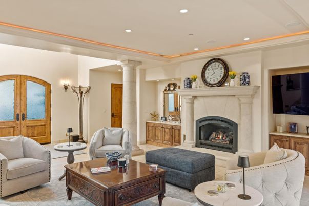Fireplace, Interior, Living room, Recessed Lighting