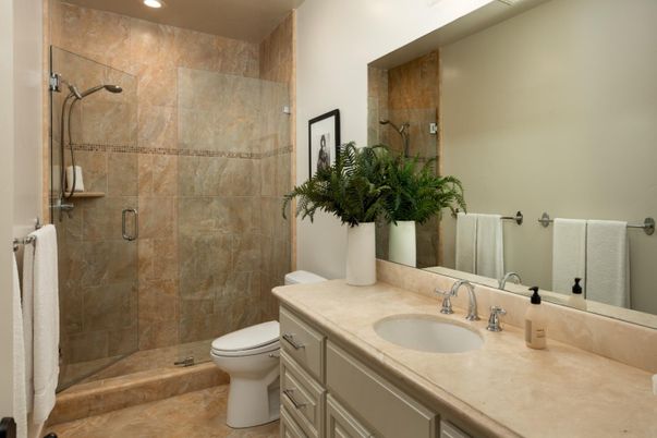Bathroom, Glass Shower, Interior, Recessed Lighting
