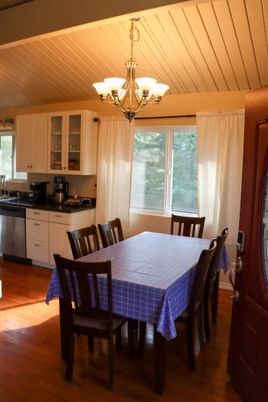 Chandelier, Dining room, Interior, Kitchen, Wood Texture Flooring