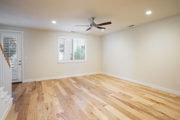 Empty room, Interior, Recessed Lighting, Wood Texture Flooring
