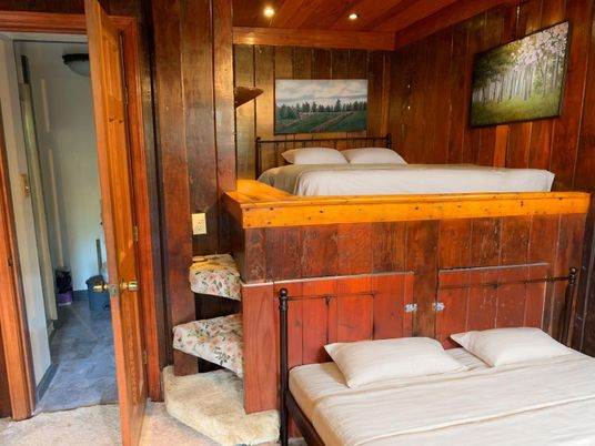 Bedroom, Interior, Recessed Lighting, Wooden Walls