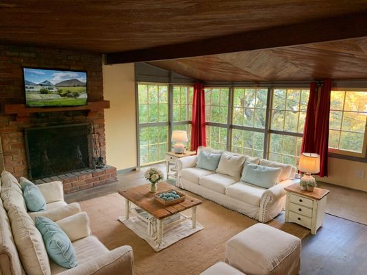 Fireplace, Interior, Living room, Stone Walls, Wooden Ceilings, Wood Texture Flooring