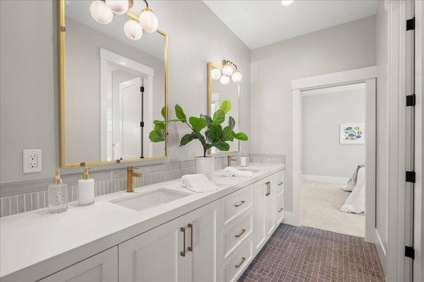Bathroom, Dual Sink Vanities, Interior, Recessed Lighting