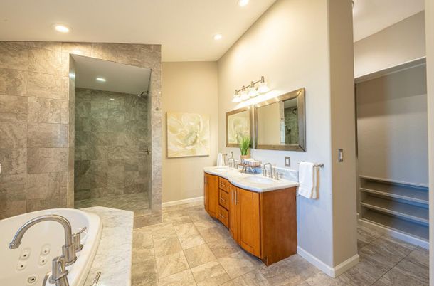 Bathroom, Dual Sink Vanities, Glass Shower, Interior, Recessed Lighting