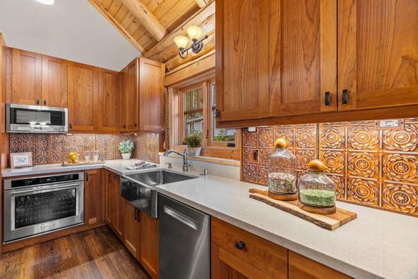 Interior, Kitchen, Stainless Steel Appliances, Wooden Ceilings, Wood Texture Flooring