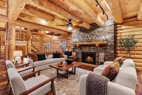Fireplace, Interior, Living room, Stone Walls, Wooden Beams, Wooden Ceilings, Wood Texture Flooring, Wooden Walls