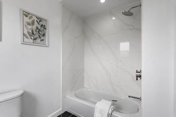Bathroom, Interior, Marble Walls, Recessed Lighting