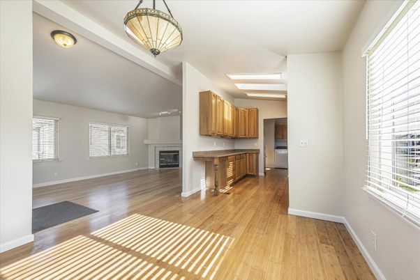 Fireplace, Interior, Kitchen, Wood Texture Flooring