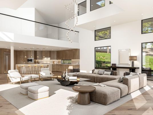 Interior, Kitchen, Living room, Pendant Lights, Recessed Lighting, Wood Texture Flooring