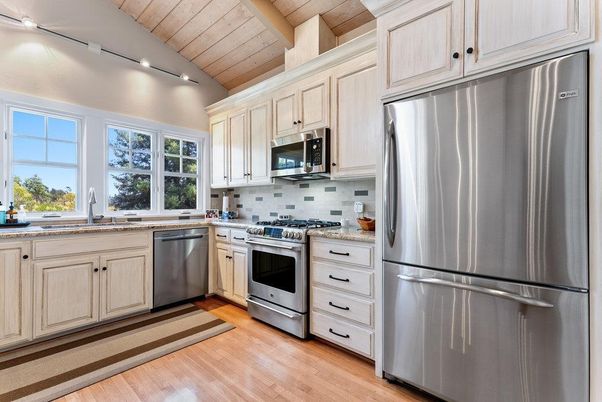Interior, Kitchen, Stainless Steel Appliances, Wooden Ceilings, Wood Texture Flooring