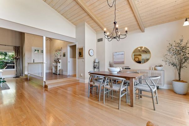 Chandelier, Dining room, Interior, Wooden Beams, Wooden Ceilings, Wood Texture Flooring