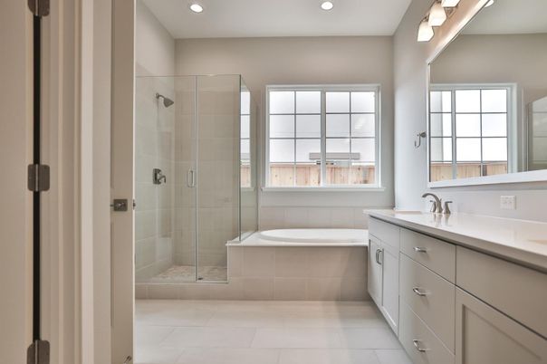 Bathroom, Glass Shower, Interior, Recessed Lighting