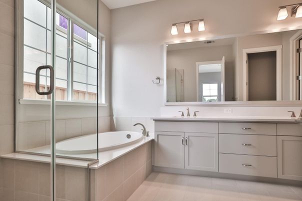 Bathroom, Dual Sink Vanities, Glass Shower, Interior