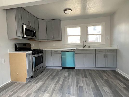 Interior, Kitchen, Stainless Steel Appliances, Wood Texture Flooring