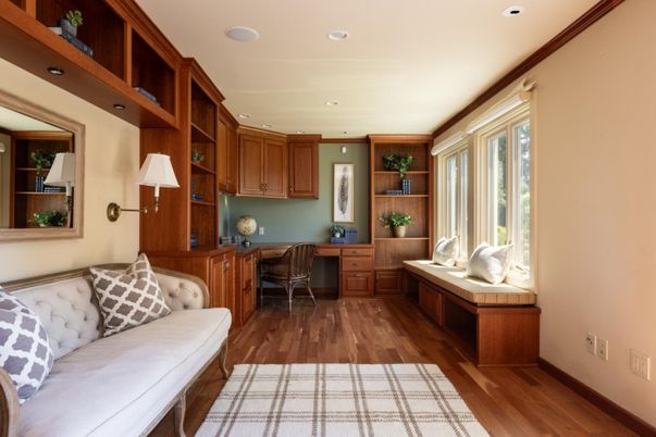 Home Office, Interior, Recessed Lighting, Wood Texture Flooring