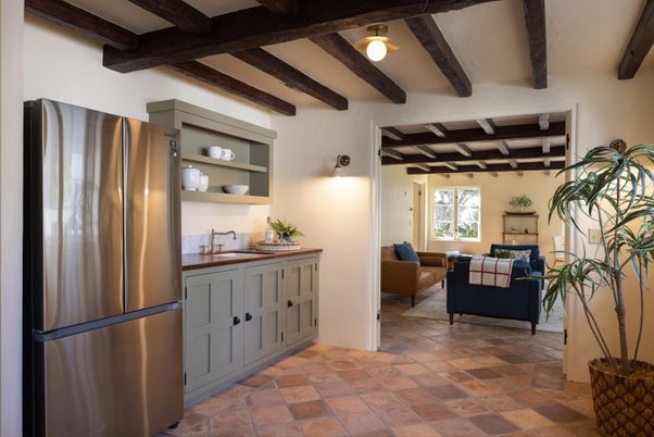 Interior, Kitchen, Living room, Stainless Steel Appliances, Wooden Beams