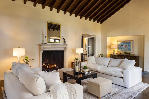 Fireplace, Interior, Living room, Wooden Beams, Wood Texture Flooring