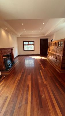 Empty room, Fireplace, Interior, Recessed Lighting, Wood Texture Flooring