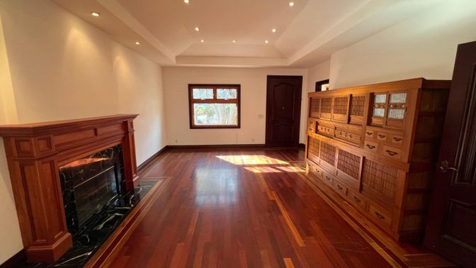 Fireplace, Interior, Recessed Lighting, Wood Texture Flooring