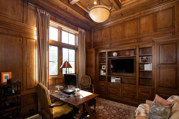 Home Office, Interior, Pendant Lights, Wooden Beams, Wooden Ceilings, Wooden Walls