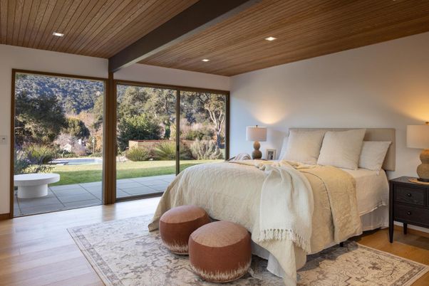 Bedroom, Interior, Recessed Lighting, Wooden Ceilings, Wood Texture Flooring