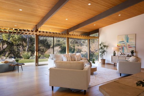 Interior, Living room, Recessed Lighting, Wooden Beams, Wooden Ceilings, Wood Texture Flooring
