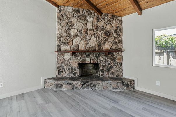 Fireplace, Interior, Stone Walls, Wooden Beams, Wooden Ceilings, Wood Texture Flooring