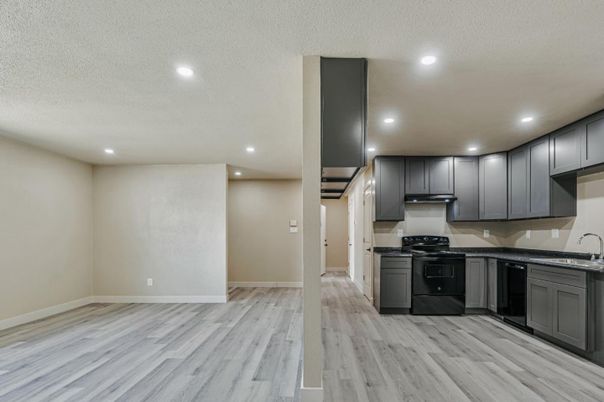 Interior, Kitchen, Recessed Lighting, Wood Texture Flooring