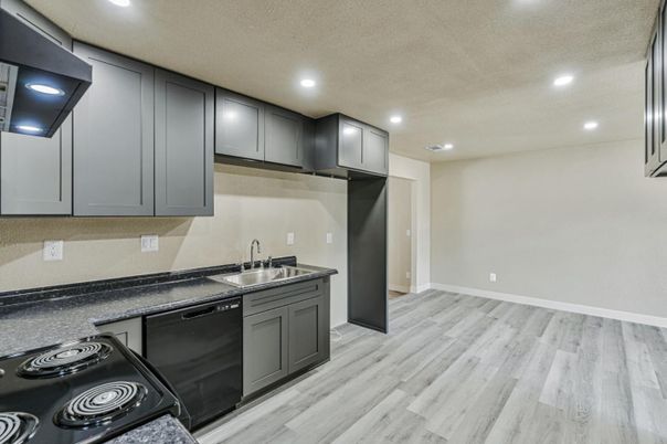 Interior, Kitchen, Recessed Lighting, Wood Texture Flooring