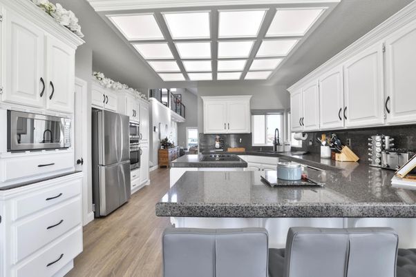 Interior, Kitchen, Stainless Steel Appliances, Wood Texture Flooring