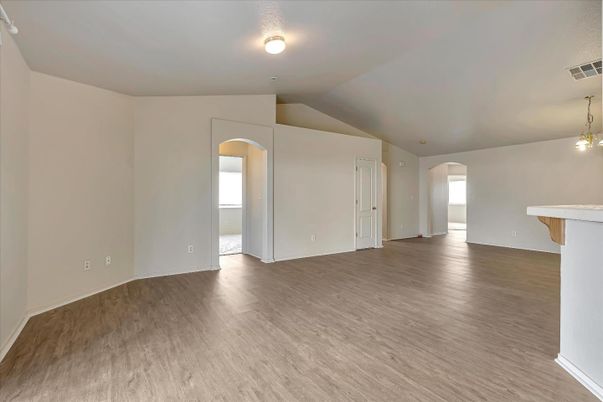 Empty room, Interior, Pendant Lights, Wood Texture Flooring