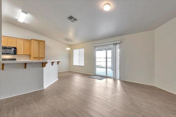 Interior, Kitchen, Pendant Lights, Wood Texture Flooring