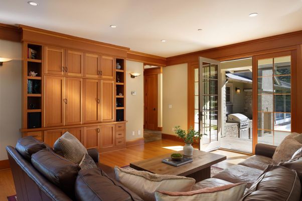 Interior, Living room, Recessed Lighting, Wood Texture Flooring