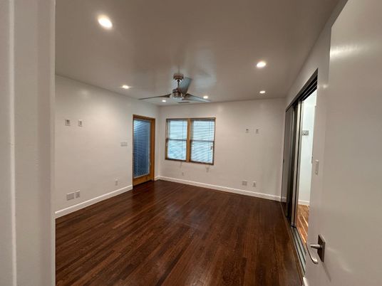Empty room, Interior, Recessed Lighting, Wood Texture Flooring