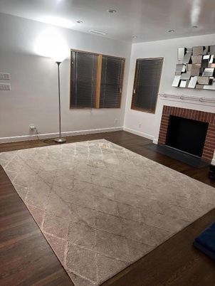 Empty room, Fireplace, Interior, Recessed Lighting, Wood Texture Flooring