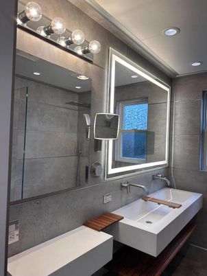 Bathroom, Glass Shower, Interior, Recessed Lighting