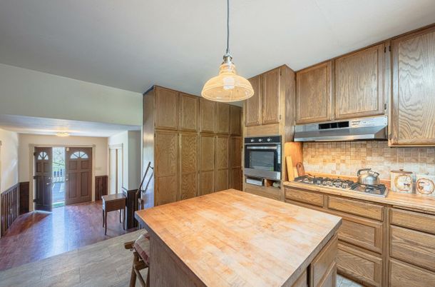 Interior, Kitchen, Pendant Lights, Stainless Steel Appliances, Wood Texture Flooring