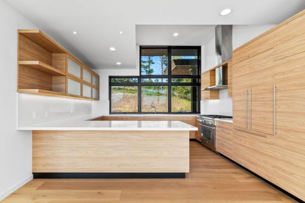 Interior, Kitchen, Recessed Lighting, Wood Texture Flooring