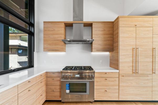 Interior, Kitchen, Stainless Steel Appliances, Wood Texture Flooring